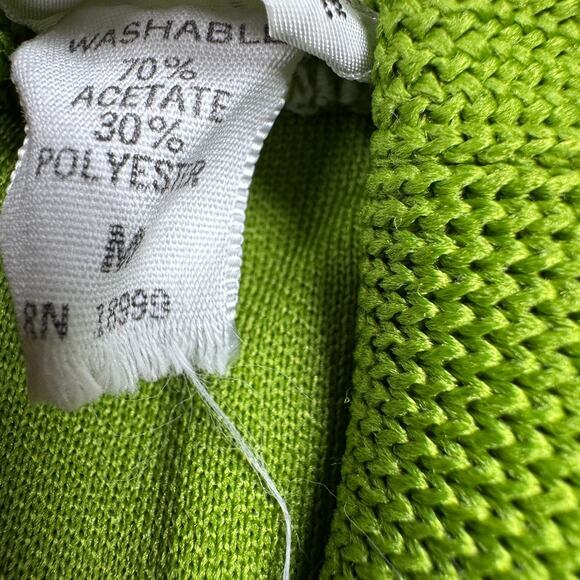 Vintage 60s Carleton California Knit Shirt Lime Green Mod Stripe Dagger Collar M - Picture 3 of 7